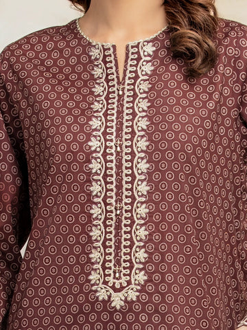 EDENROBE-31087-Unstitched Brown Embroidered Lawn 3 Piece