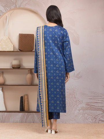 EDENROBE-35001-Unstitched Blue Printed Lawn 3 Piece