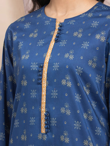 EDENROBE-35001-Unstitched Blue Printed Lawn 3 Piece