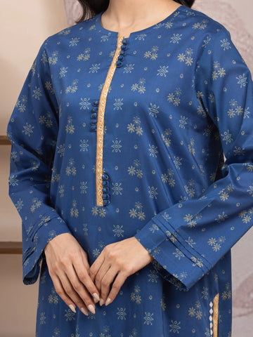 EDENROBE-35001-Unstitched Blue Printed Lawn 3 Piece