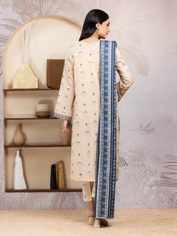 EDENROBE-35002-Unstitched Light Peach Printed Lawn 3 Piece