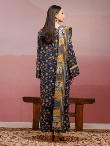 EDENROBE-35005-Unstitched Navy Blue Printed Lawn 3 Piece