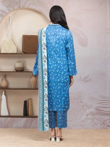 EDENROBE-35011-Unstitched Blue Printed Lawn 3 Piece
