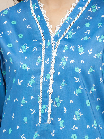 EDENROBE-35011-Unstitched Blue Printed Lawn 3 Piece