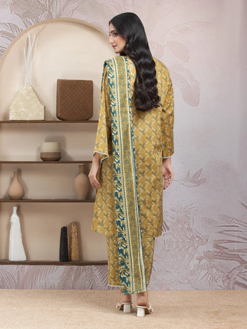 EDENROBE-35015-Unstitched Golden Printed Lawn 3 Piece