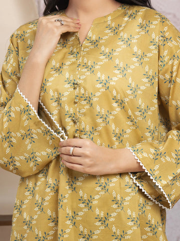 EDENROBE-35015-Unstitched Golden Printed Lawn 3 Piece