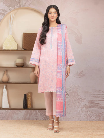 EDENROBE-35217-Unstitched Pink Printed Lawn 3 Piece