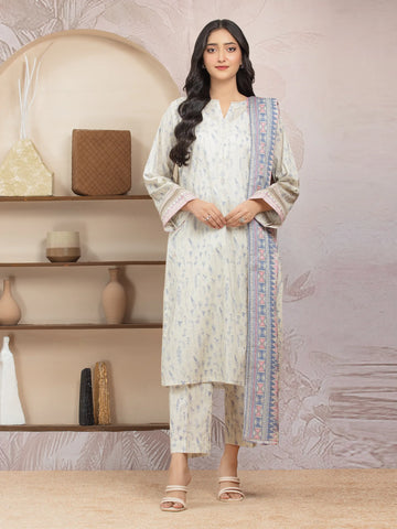 EDENROBE-35021-Unstitched Cream & Blue Printed Lawn 3 Piece
