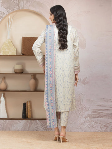 EDENROBE-35021-Unstitched Cream & Blue Printed Lawn 3 Piece