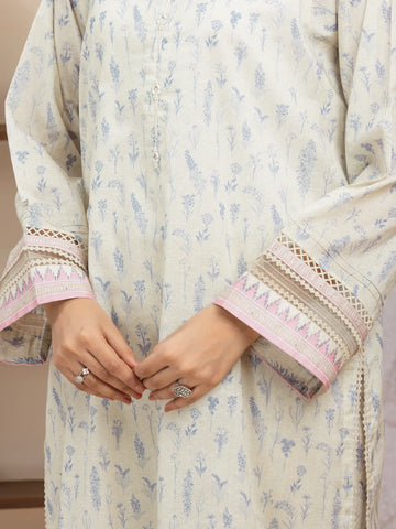 EDENROBE-35201-Unstitched Cream Printed Lawn 3 Piece -