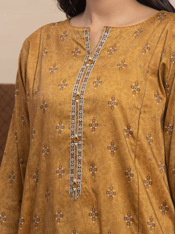 EDENROBE-35028-Unstitched Brown Printed Lawn 3 Piece