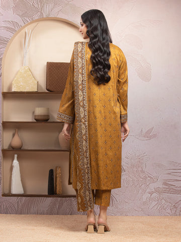 EDENROBE-35028-Unstitched Brown Printed Lawn 3 Piece