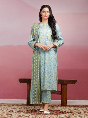 EDENROBE-35030-Unstitched Ice Green Printed Lawn 3 Piece -