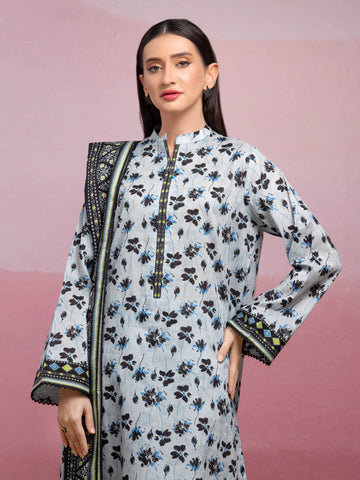 EDENROBE-35031-Unstitched Light Blue Printed Lawn 3 Piece -