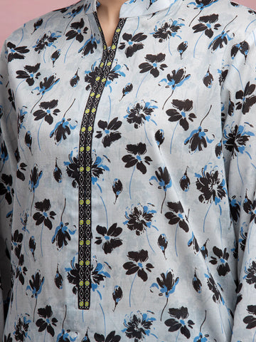 EDENROBE-35031-Unstitched Light Blue Printed Lawn 3 Piece -