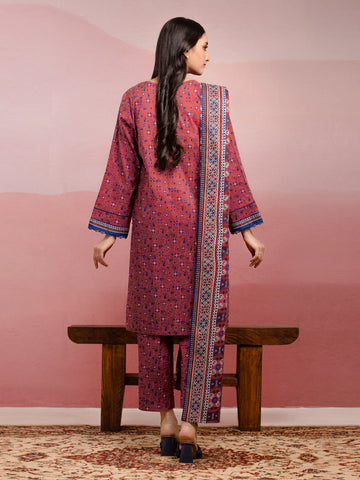 EDENROBE-35032-Unstitched Rust Printed Lawn 3 Piece