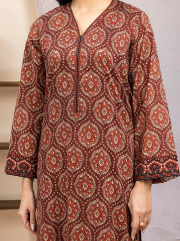 EDENROBE-35034-Unstitched Chocolate Brown Printed Lawn 3 Piece