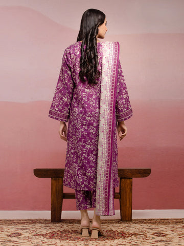 EDENROBE-35035-Unstitched Purple Printed Lawn 3 Piece