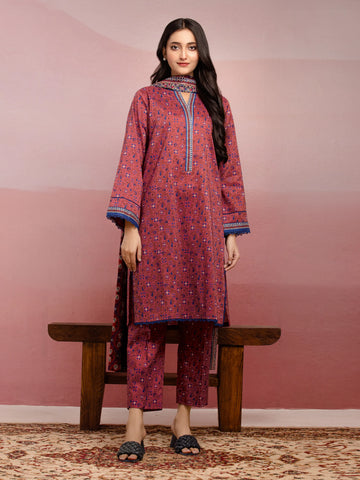 EDENROBE-35032-Unstitched Rust Printed Lawn 3 Piece