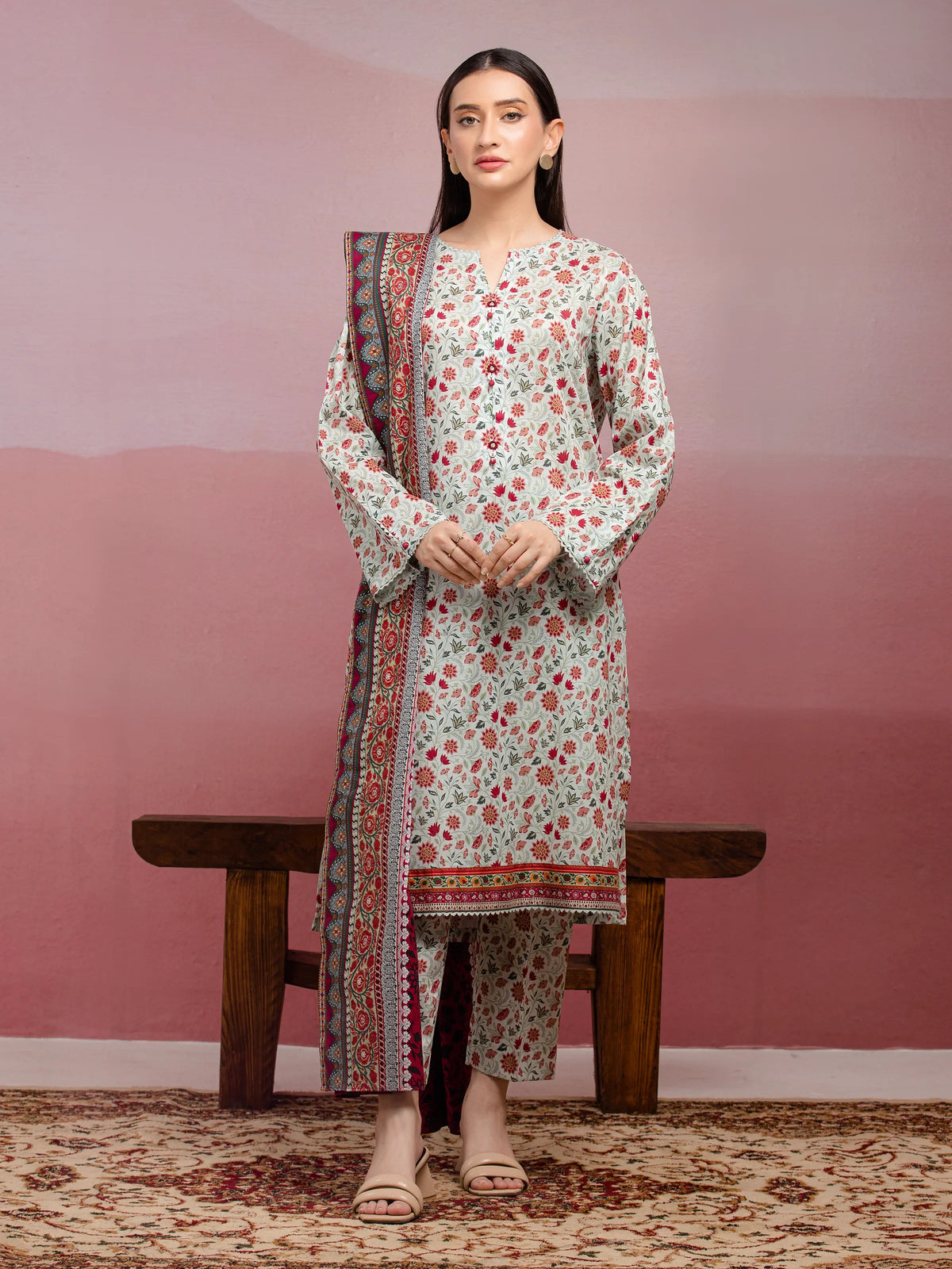 EDENROBE -35045-Unstitched Multi Printed Lawn 3 Piece