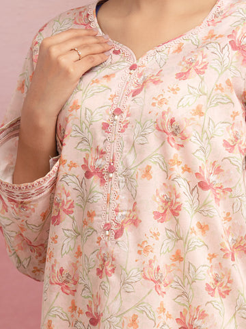EDENROBE-35050-Unstitched Light Pink Printed Lawn 3 Piece -