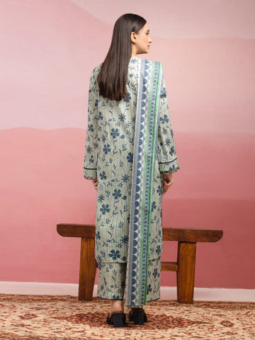 EDENROBE-35057-Unstitched Cream Multi Printed Lawn 3 Piece -