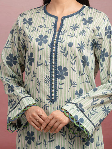 EDENROBE-35057-Unstitched Cream Multi Printed Lawn 3 Piece -