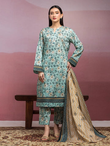 EDENROBE-35071-Unstitched Mist Green Printed Lawn 3 Piece