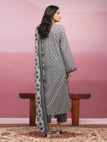 EDENROBE-35106-Unstitched White Printed Lawn 3 Piece