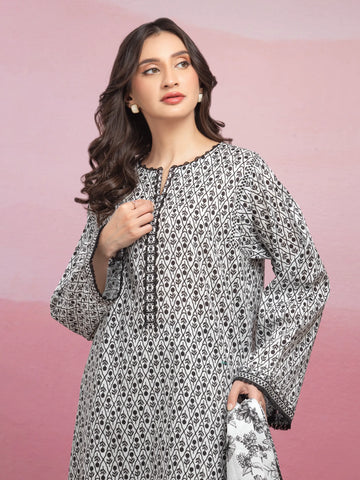 EDENROBE-35106-Unstitched White Printed Lawn 3 Piece