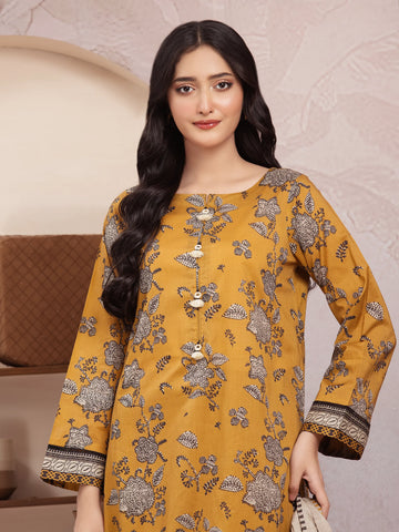 EDENROBE-35200-Unstitched Mustard Printed Lawn 3 Piece