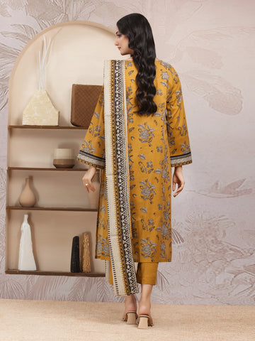 EDENROBE-35200-Unstitched Mustard Printed Lawn 3 Piece