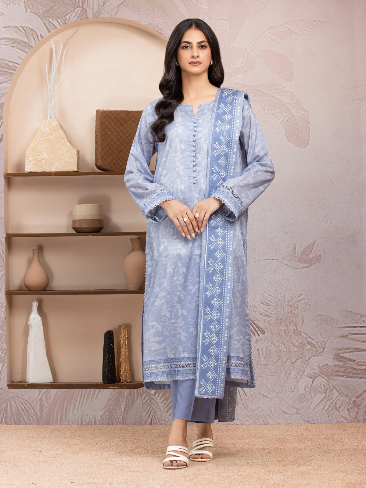 EDENROBE-35202-Unstitched Light Blue Printed Lawn 3 Piece