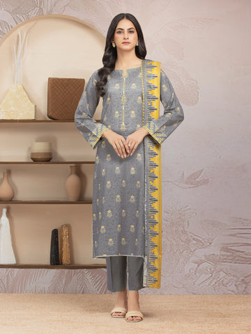 EDENROBE-35206-Unstitched Grey Printed Lawn 3 Piece -