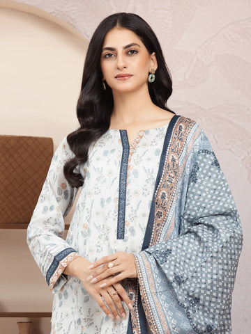 EDENROBE-35207-Unstitched Light Grey Printed Lawn 3 Piece