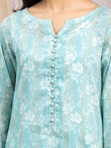 EDENROBE-35209-Unstitched Ice Green Printed Lawn 3 Piece