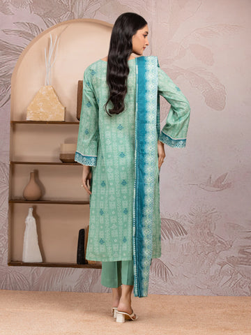 EDENROBE-35210-Unstitched Green Printed Lawn 3 Piece
