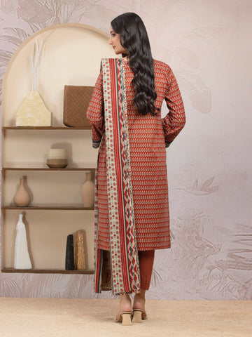 EDENROBE -35211-Unstitched Brown Printed Lawn 3 Piece
