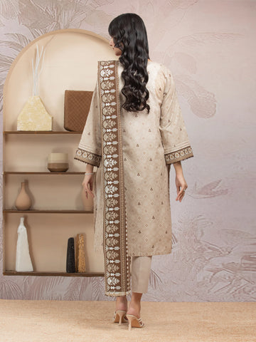 EDENROBE-35214-Unstitched Beige Printed Lawn 3 Piece