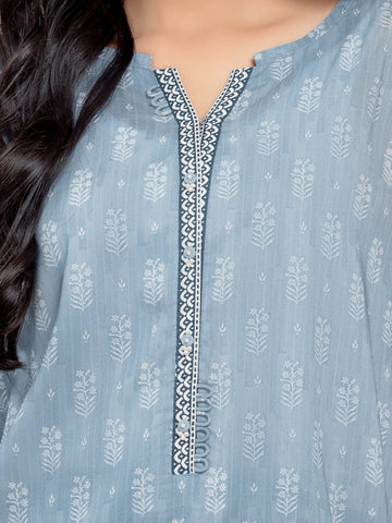 EDENROBE-35216-Unstitched Slate Blue Printed Lawn 3 Piece -
