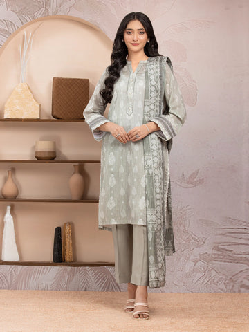 EDENROBE-35218-Unstitched Dark Sage Printed Lawn 3 Piece