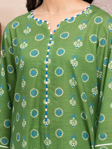 EDENROBE -35220-Unstitched Green Printed Lawn 3 Piece