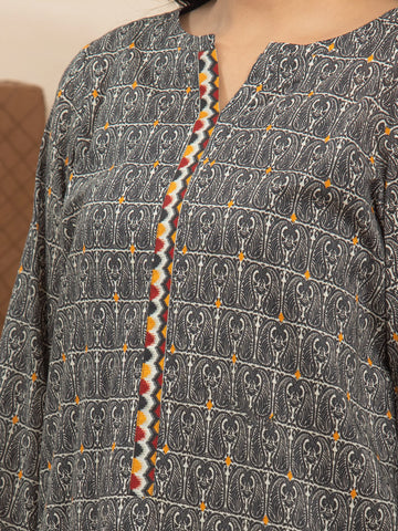 EDENROBE-35225-Unstitched Black Printed Lawn 3 Piece