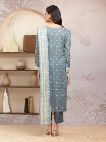 EDENROBE-35226-Unstitched Grey Printed Lawn 3 Piece