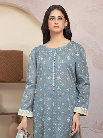 EDENROBE-35226-Unstitched Grey Printed Lawn 3 Piece
