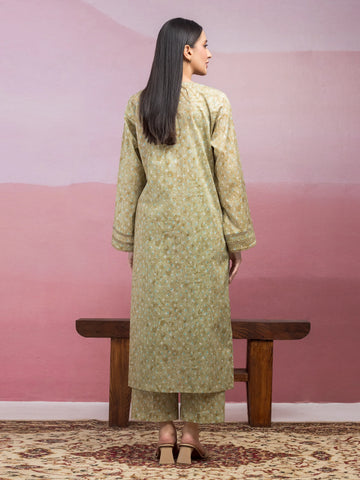 EDENROBE-35413-Unstitched Mehndi Printed Lawn 2 Piece -