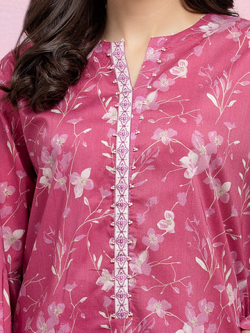 EDENROBE-35414-Unstitched Deep Pink Printed Lawn 2 Piece
