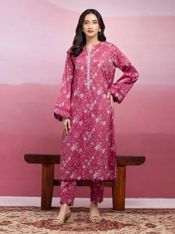 EDENROBE-35414-Unstitched Deep Pink Printed Lawn 2 Piece