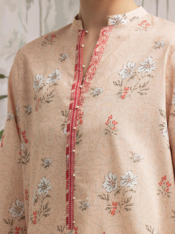 EDENROBE-35417-Unstitched Light Peach Printed Lawn 2 Piece