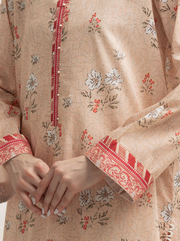 EDENROBE-35417-Unstitched Light Peach Printed Lawn 2 Piece